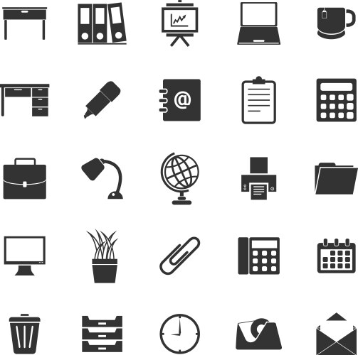 Workspace icons on white background vector image