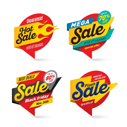 Sale banners template hot fire lightning bubbles vector image