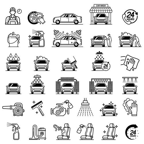 Car washing service shop line art icon style vector image