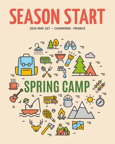 Camping season start spring camp concept vertical vector image