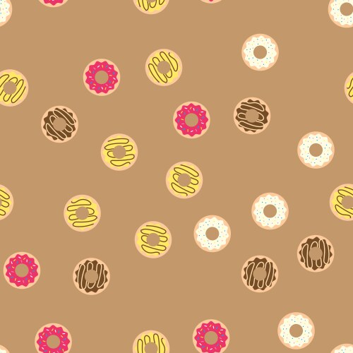 Donuts with colored glaze on pattern background vector image