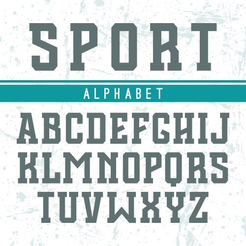 rectangular serif font in the style of college vector image