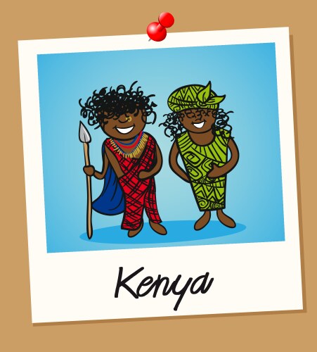 Kenya travel polaroid people vector image