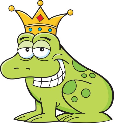 Cartoon frog wearing a crown vector image