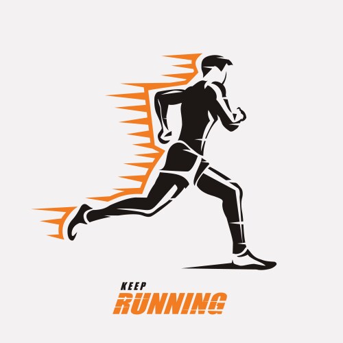 Running man symbol outlined stylized silhouette vector image