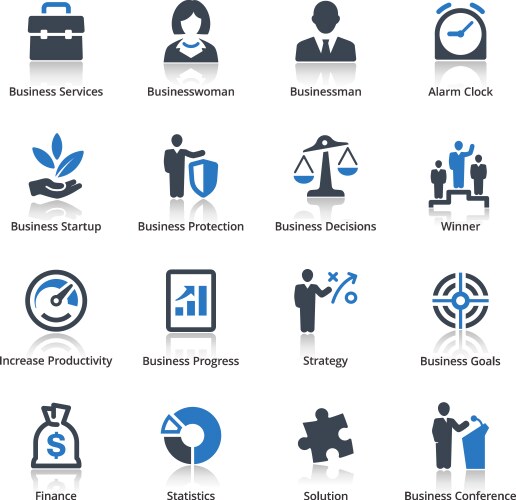 Business icons set 1 - blue series vector image