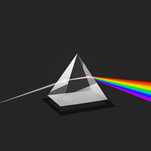 Dispersion colorful spectrum light glass prism vector image