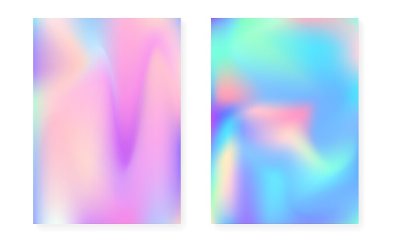 Hologram gradient background set with holographic vector image