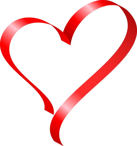 Red ribbon in heart shape vector image