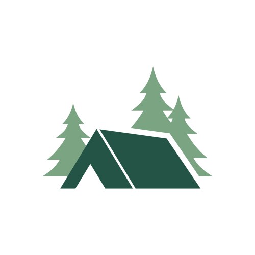 Pine tree and tent camping logo design vector image