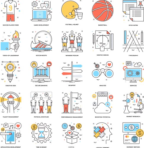 Flat color line icons 15 vector image