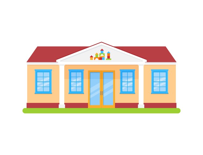 kindergarten facade preschool building front view vector image