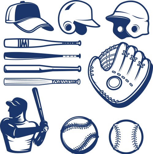 Set of baseball design elements beats vector image