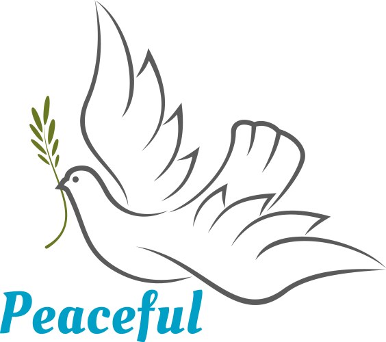 flying white dove with olive branch vector image