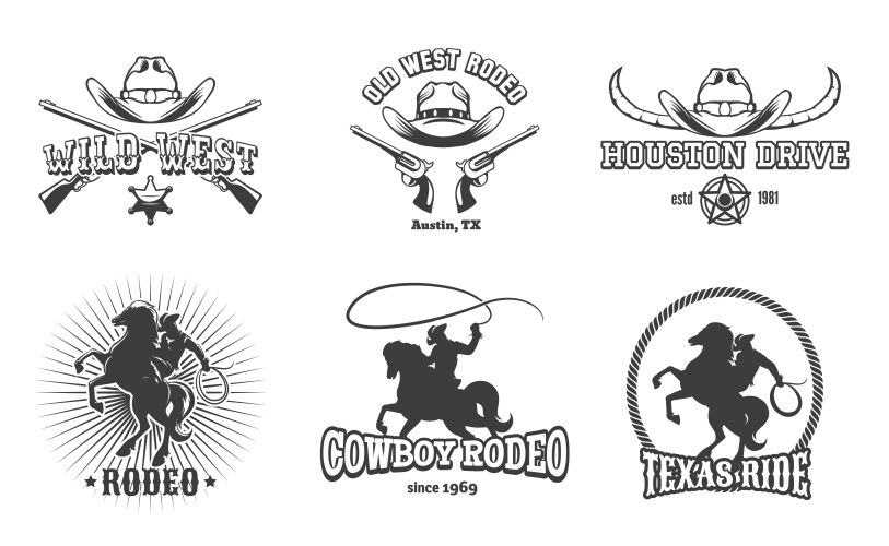 wild west and rodeo labels vector image