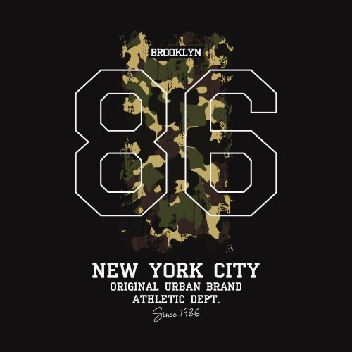 new york brooklyn t-shirt design with camouflage vector image