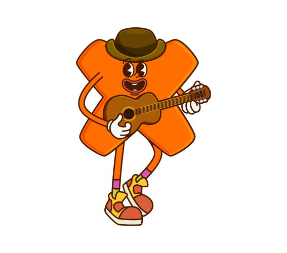 cartoon cowboy multiplication symbol with guitar vector image