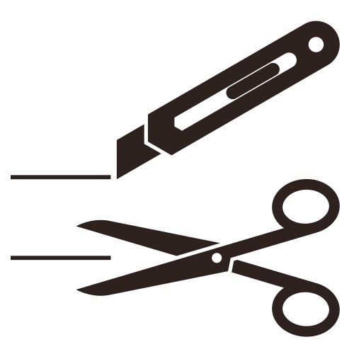 Cutter knife and scissors symbol vector image