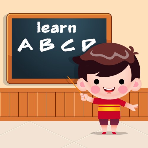 Cute little boy teaching alphabet vector image