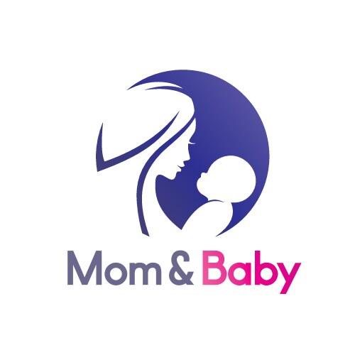 mom and bastylized symbol logo or emblem vector image