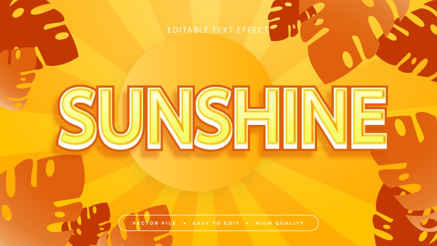 brown orange and yellow sunshine 3d editable text vector image