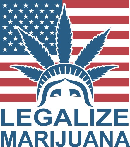 cannabis leaf on statue of liberty vector image