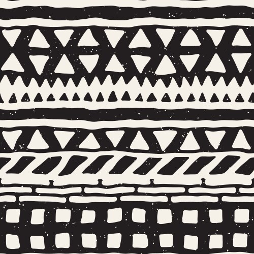 Hand drawn painted seamless pattern tribal vector image