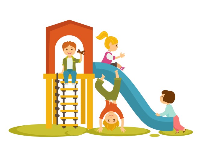 Kids children playing on playground cartoon vector image