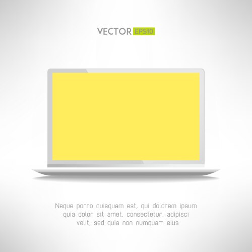 Realistic light laptop computer with yellow screen vector image