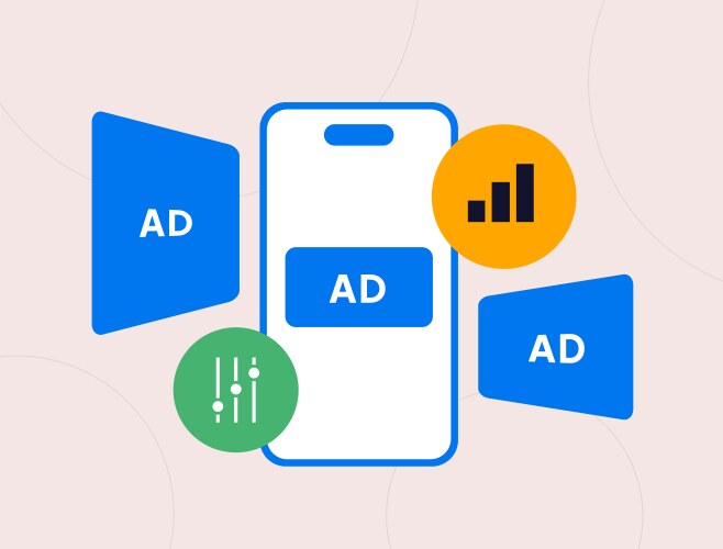 Mobile advertising with ad controls vector image