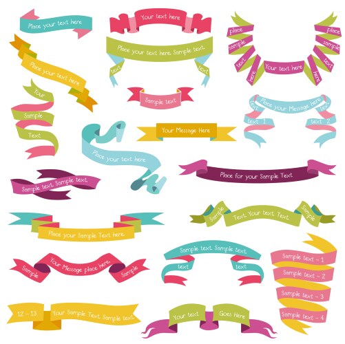 Set of colorful ribbons for your text vector image