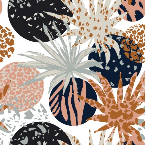 Abstract palm leaves filled with animal print vector image