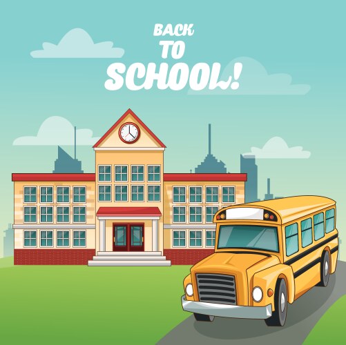 Bus building back to school design vector image