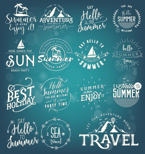 summer calligraphic designs in vintage style vector image