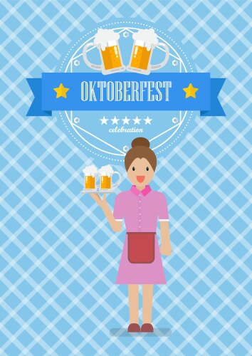 waitress character serving glass beer vector image