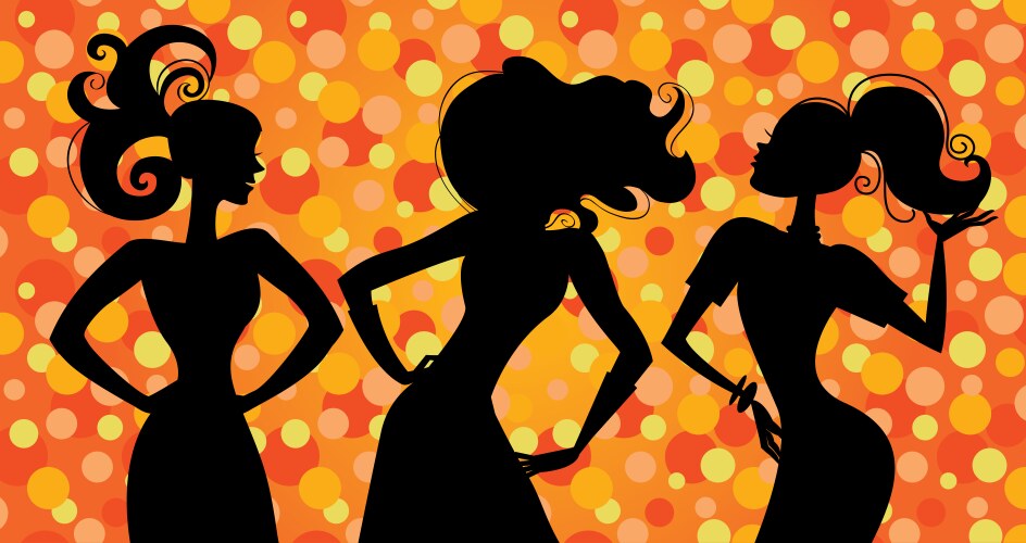 Glamour silhouette girls vector image