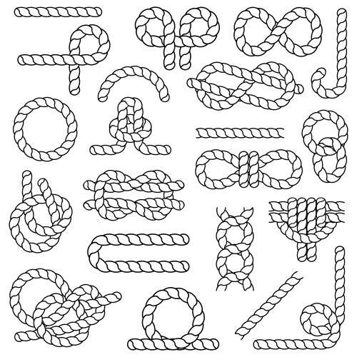 Nautical rope set in flat style decorative vector image