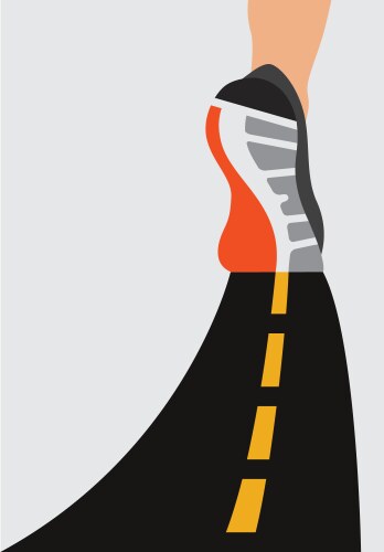 Athlete runner feet running on road closeup vector image