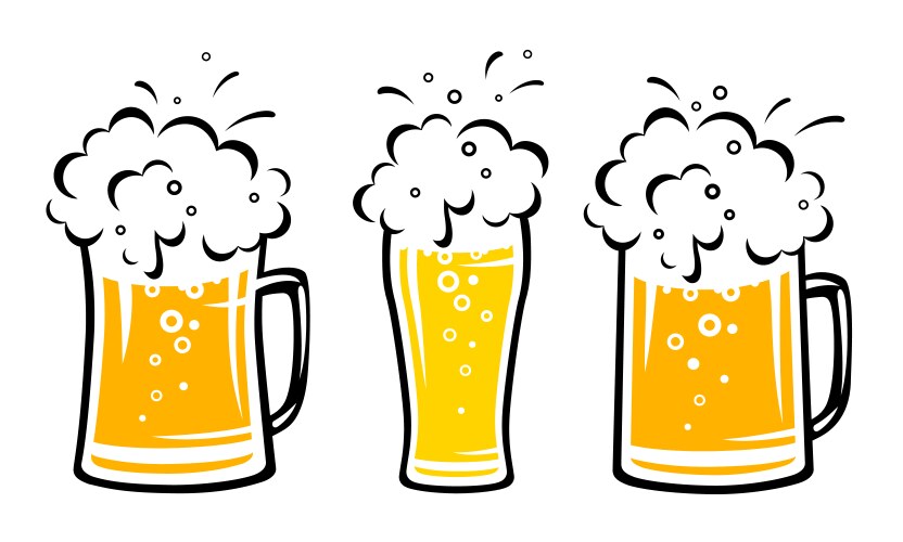 set beer mug with bubbles and dribbles vector image