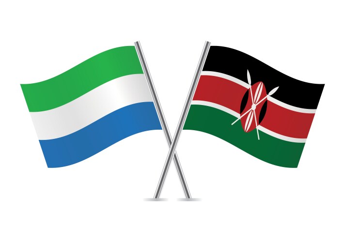 Sierra leone and kenya crossed flags vector image