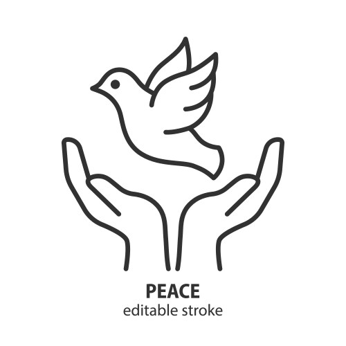 dove of peace line icon pigeon in hands vector image