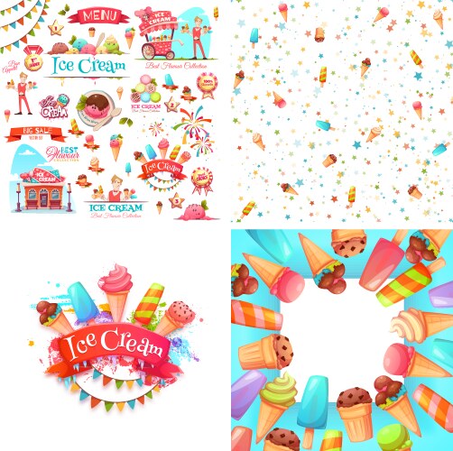 Ice cream elements vector image