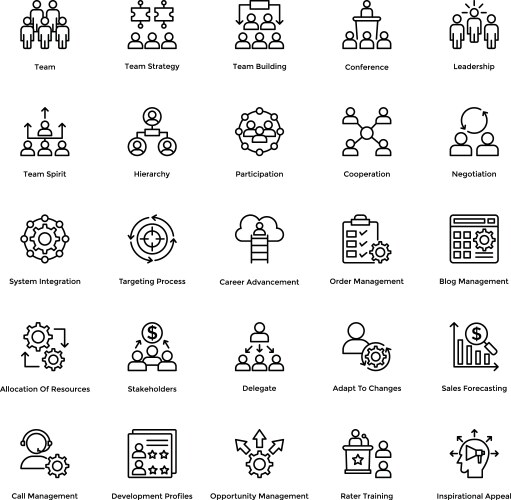 Project management line icons set 3 vector image