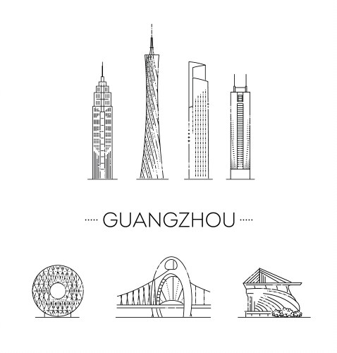 guangzhou symbols in linear vector image