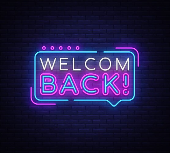 Welcome back neon text vector image