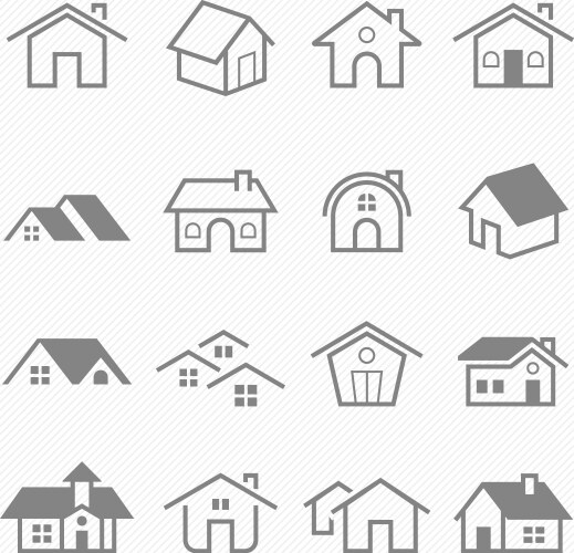 Home outline stroke symbol icons vector image