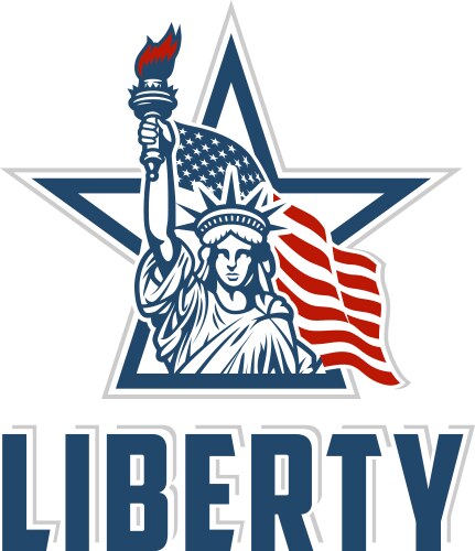 Emblem with statue of liberty vector image