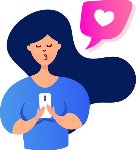 Young girl chatting using chat application vector image