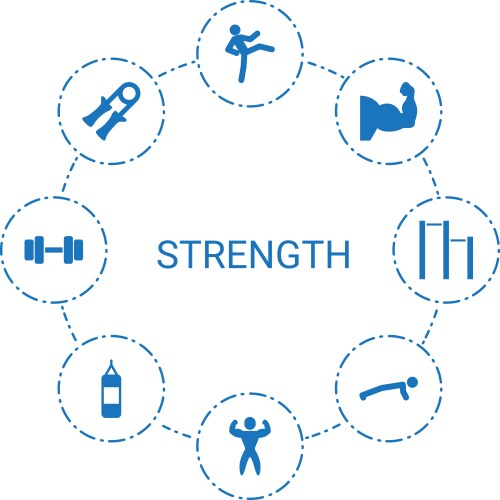 8 strength icons vector image