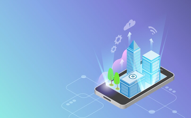 futuristic smart city buildings on virtual vector image